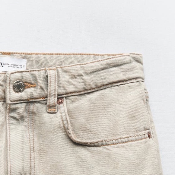 ZARA TRF WIDE-LEG MID-RISE FULL LENGTH JEANS - Light grey 6688/ - Picture 5 of 8